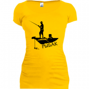 Женская удлиненная футболка Рыбак на рыбалке