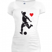 Женская удлиненная футболка Футбол в моем сердце