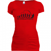 Женская удлиненная футболка Эволюция рыбака