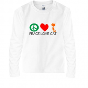 Детский лонгслив peace love cats