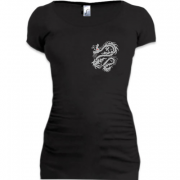 Женская удлиненная футболка Серый дракон
