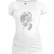 Женская удлиненная футболка с черепом
