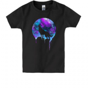 Детская футболка с волком воющим на космос