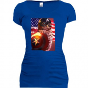 Подовжена футболка з совою Капітаном Америка