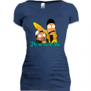 Подовжена футболка з Джеєм і мовчазним Бобом в стилі Рік і Морті