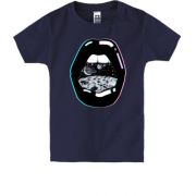 Детская футболка с космическими губами (монохром)
