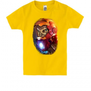 Детская футболка с совой в образе Железного Человека