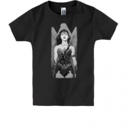 Детская футболка с Чудо-Женщиной (монохром арт)