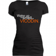 Женская удлиненная футболка Wake up and smell Vicodin
