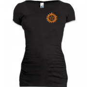 Женская удлиненная футболка Supernatural с пентаграммой