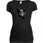 Подовжена футболка з чорним котом (2)