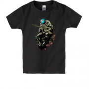 Детская футболка Космонавт с гитарой на астероиде