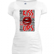 Подовжена футболка Kiss red lips