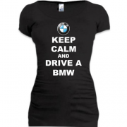 Подовжена футболка Keep calm and drive a BMW