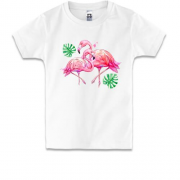Детская футболка с розовыми фламинго
