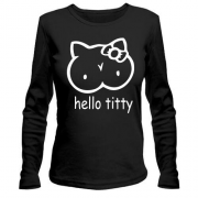 Жіночий лонгслів з надписью "Hello Titty" в стилі Hello Kitty