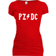 Подовжена футболка з надписом "PZ DC" (AC DC)