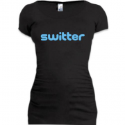 Подовжена футболка з написом "Switter"