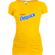 Подовжена футболка з написом "Diequik" в стилі Несквик