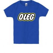 Детская футболка с надписью "Олег" в стиле Лего