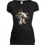 Женская удлиненная футболка Китайский дракон