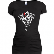 Женская удлиненная футболка Кучерявый дракон