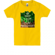 Дитяча футболка з написом "Keep calm and play Minecraft"