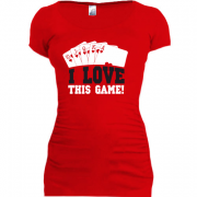 Женская удлиненная футболка I love tnis game