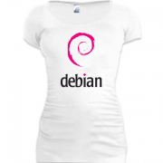 Женская удлиненная футболка Debian
