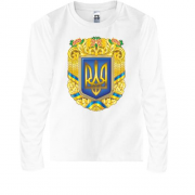 Дитячий лонгслів з великим гербом України (2)