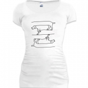 Женская удлиненная футболка Оптическая иллюзия - собака