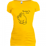 Женская удлиненная футболка с Simon's cat
