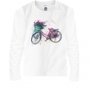 Детский лонгслив с велосипедом и цветами