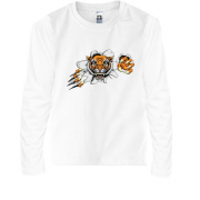 Детский лонгслив с тигром разрывающим футболку