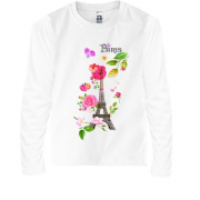 Детский лонгслив с Эйфелевой башней и цветами "Paris"