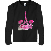 Детский лонгслив с Парижем в розовых тонах