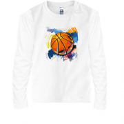 Детская футболка с длинным рукавом c баскетбольным мячом