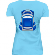 Подовжена футболка с синим рюкзаком