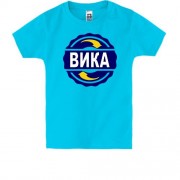 Детская футболка с именем Вика в круге
