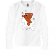 Детская футболка с длинным рукавом с медведем на облачной лошади