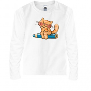 Детская футболка с длинным рукавом с котом на карандаше