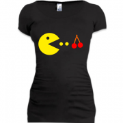 Женская удлиненная футболка Pacman с вишней