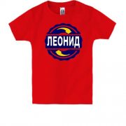 Детская футболка с именем Леонид в круге