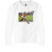 Детская футболка с длинным рукавом с теннисисткой на поле
