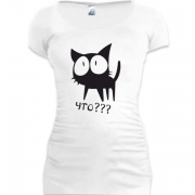 Женская удлиненная футболка "Удивленный кот"