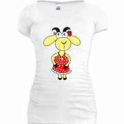 Женская удлиненная футболка с козочкой