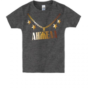 Детская футболка с золотой цепью и именем Анжела