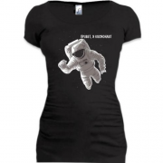 Подовжена футболка з написом "Привіт, я космонавт"