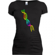 Подовжена футболка з  райдужною ланцюжком ДНК