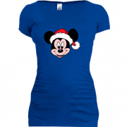 Женская удлиненная футболка Santa Mickey